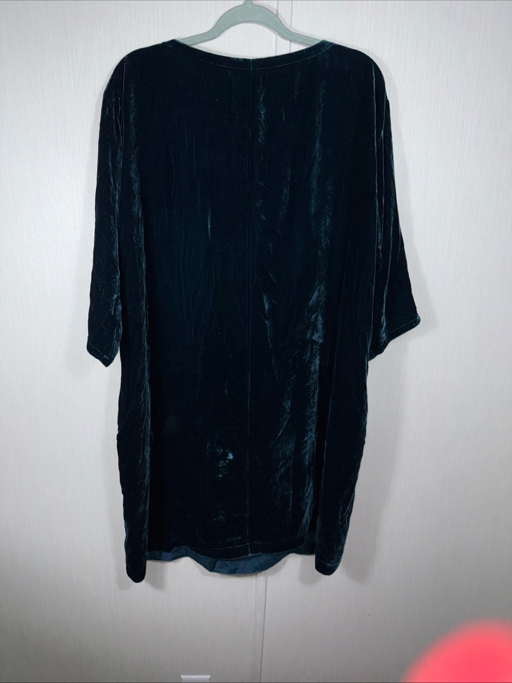 Eileen Fisher M Blue Spruce Velvet Bateau Neck Short Shift Dress $338 - Picture 7 of 7